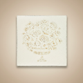 Pannello decorativo floreale in legno bianco anticato su sfondo beige