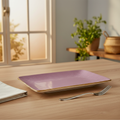 Piatto ceramica rosa su tavola minimal in casa mediterranea - formato quadrato