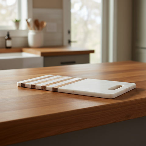 Tagliere Jamon marmo e legno in cucina