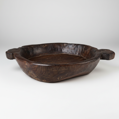 Ciotola artigianale in legno riciclato con manici laterali