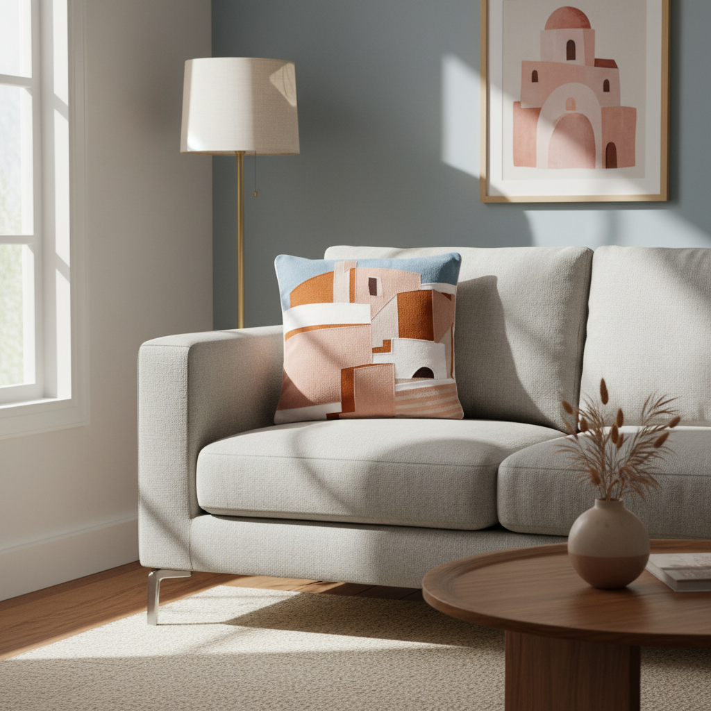 Cuscino decorativo in ambiente living moderno