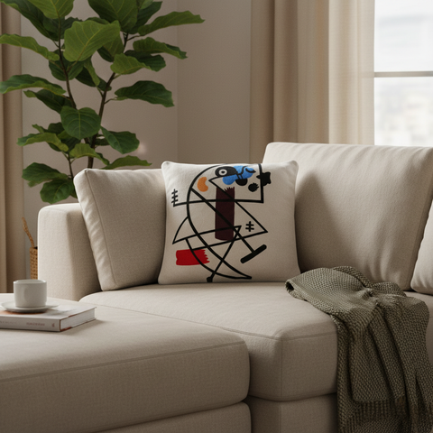 Cuscino Embroidery Scenografia su divano in appartamento