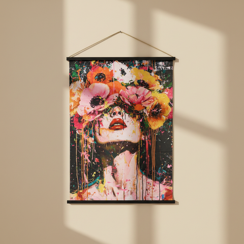 Tela Bientot fiori sfondo beige