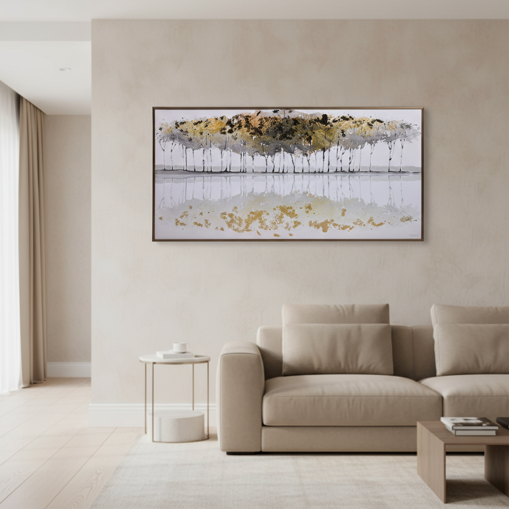 Quadro alberi autunnali Gallery in soggiorno moderno elegante
