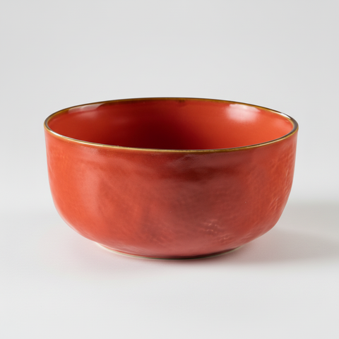 Ciotola terracotta ceramica su sfondo grigio con ombra