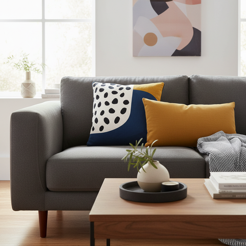 Cuscino decorativo in ambiente living moderno