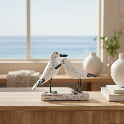 Gabbiani in legno in ambiente coastal