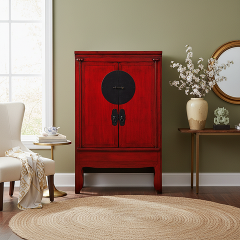 Armadio rosso in ambiente elegante