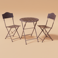 Set Game tavolino scacchiera grigio con due sedie - sfondo neutro