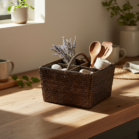 Cestina Myanmar quadrata con divisori in ambiente