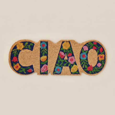 Zerbino Coco Door Mat Ciao Fiorito su sfondo neutro