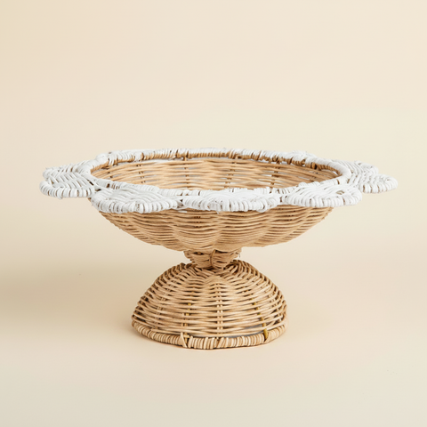 Alzatina Piccola Alhoa Rattan Smerlo Bianco