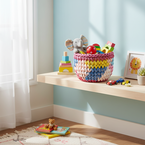 Cestino Ceste Maglia multicolor in ambiente come organizer funzionale