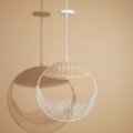 Lampada sospensione rattan e metallo bianco sfondo beige