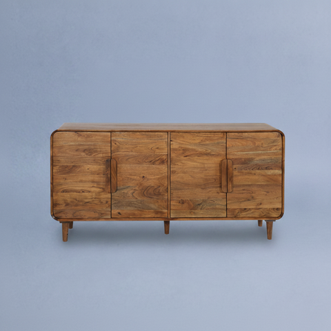 LEEDS Credenza 4 sportelli su sfondo blu-grigio
