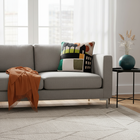 Cuscino decorativo in ambiente living moderno