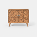 Credenza in legno acacia con ante decorate pattern geometrico a diamante