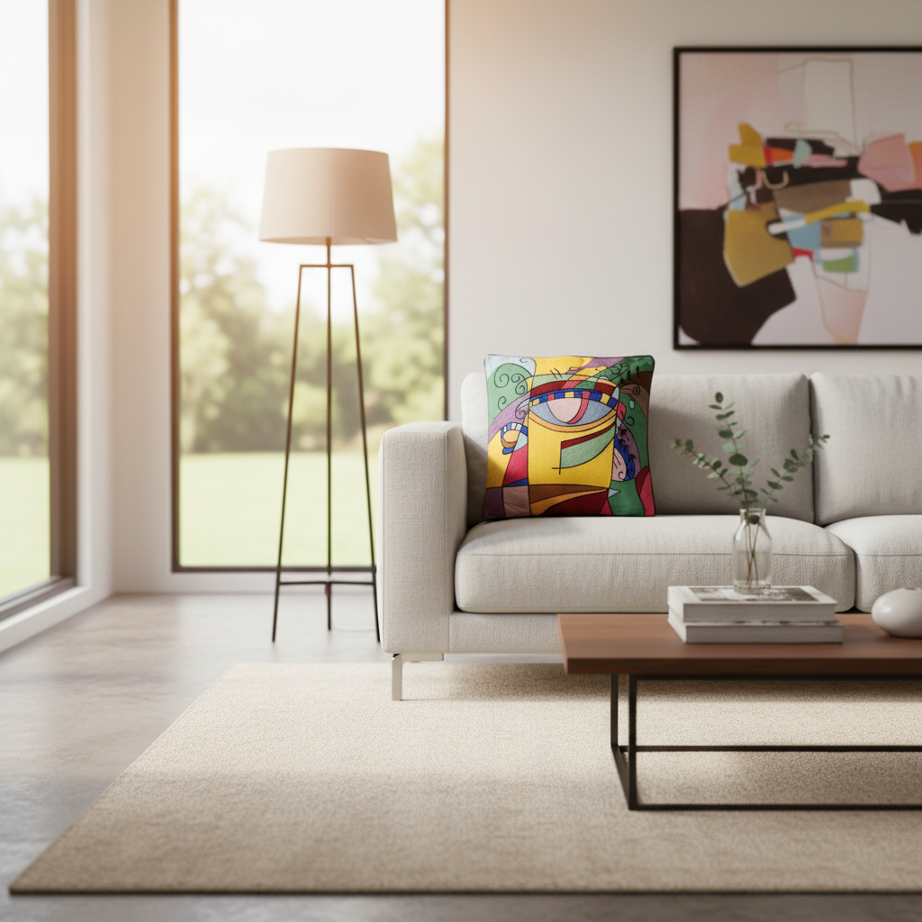Cuscino decorativo in ambiente living moderno