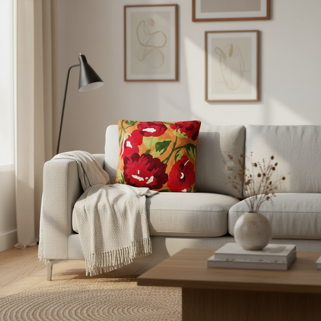 Cuscino decorativo in ambiente living moderno
