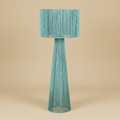 Lampada Cartagena in carta intrecciata azzurra con base e paralume coordinati