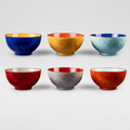 Set 6 ciotole colorate su sfondo grigio con ombra