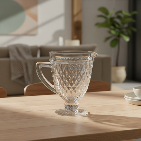 Caraffa in vetro in ambiente living