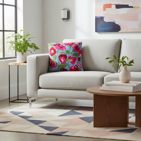 Cuscino decorativo in ambiente living moderno