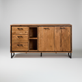 Credenza industrial su sfondo grigio chiaro minimal