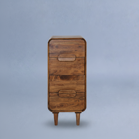 LEEDS Cabinet 4 cassetti su sfondo blu-grigio
