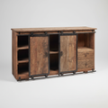 Credenza in legno riciclato con ante scorrevoli barn door e 3 cassetti