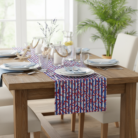 Runner da tavola righe su tavola elegante
