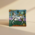 Cuscino Embroidery Cavallo Cubismo sfondo beige