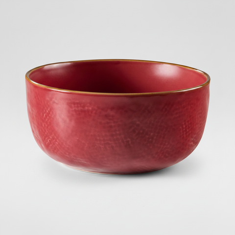 Ciotola bordeaux ceramica su sfondo grigio con ombra