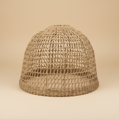 Paralume a cupola in seagrass naturale intrecciato a mano