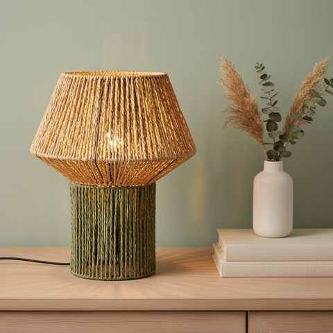 Lampada Giamaica boho verde su sfondo bianco