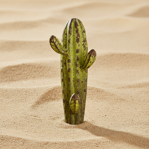 Attaccapanni Cactus in metallo verde con texture realistica e 3 ganci