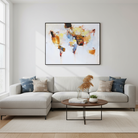 Quadro mappa mondo Gallery in soggiorno moderno contemporaneo