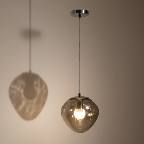 Lampada Sospensione Fumé - Muro Beige con Ombre