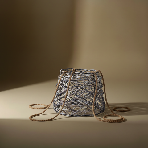 Lampadario vimini a terra