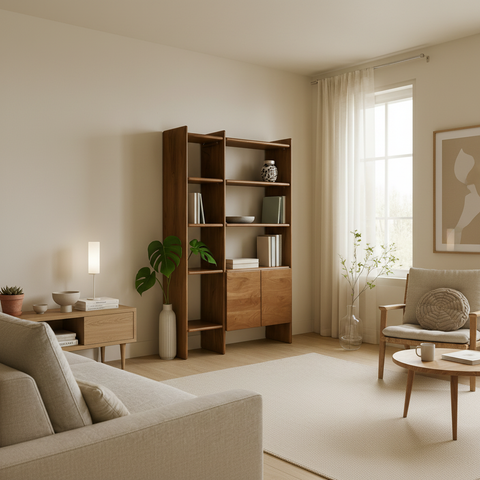 Libreria in noce estesa