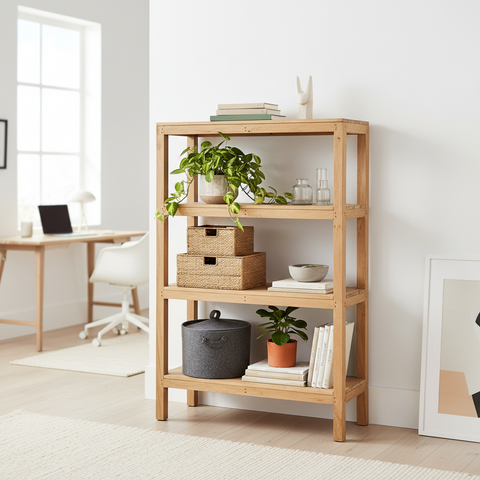 Libreria legno naturale in ambiente