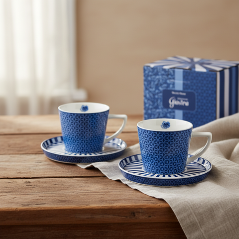 GIOSTRA - SET 2 TAZZINE CON 2 PIATTINI BLUE ml100