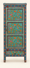 Mobile Frida M-196 con decoro floreale multicolore su fondo avorio
