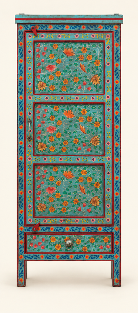 Mobile Frida M-196 con decoro floreale multicolore su fondo avorio