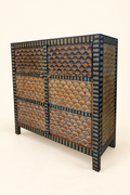 Credenza Lisbona con decorazione a ventaglio su fondo avorio