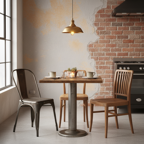 Manhole Tavolo Bistro Legno Recupero - Lifestyle