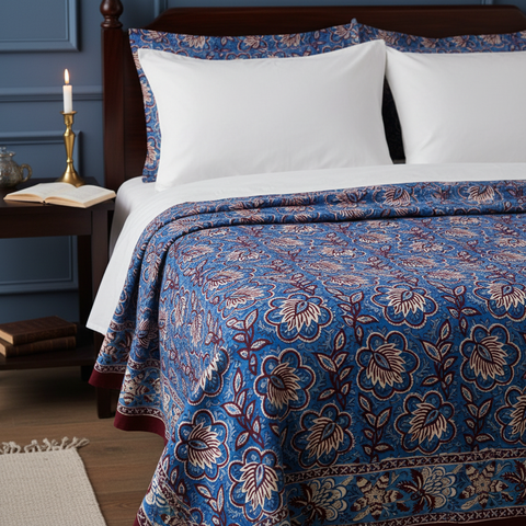Mezzero floreale blu bordeaux - ambientata