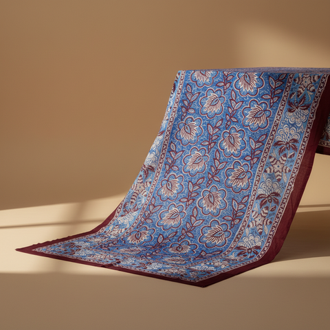 Mezzero floreale blu bordeaux - sfondo neutro