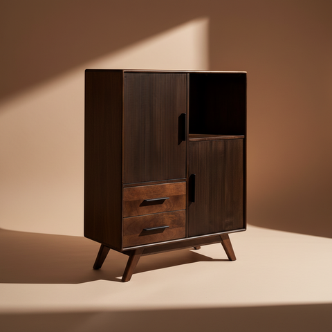 Mobile noce scuro asimmetrico sfondo beige