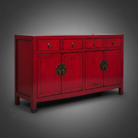 Mobile rosso su sfondo grigio con profondità e ombre